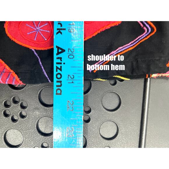 Chico's Jacket Women's 3 (XL/16) Black Red Floral Embroidery Art-To-Wear Blazer - Picture 7 of 7